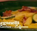 Garganelli con zucchine, zafferano e bacon croccante - I men di Benedetta